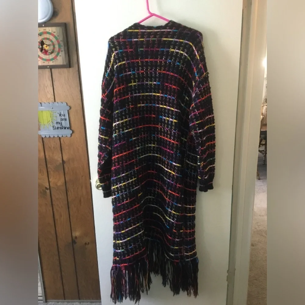 Multicolor Fringe Knit Coat - Picture 10 of 10